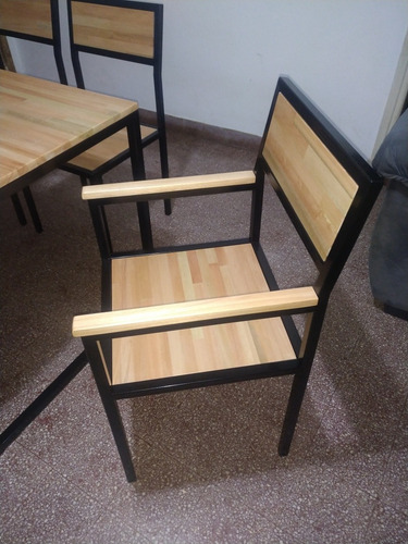 Imagen 5 de 5 de Silla Juego Comedor En Hierro Y Madera Tipo Industrial