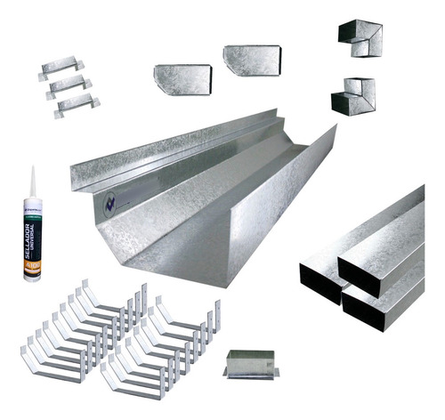 Zingueria Canaleta Americana Kit P/ 17 Mts Galv Con 1 Bajada