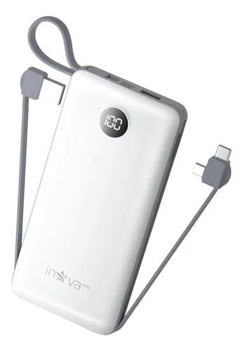 comprar Power Bank 20000mah Carregador Portátil Com Display 3 Saídas Cor Branco