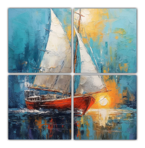 40x40cm Cuadros Cuadrados Mágicos Con Barco De Vela Flores