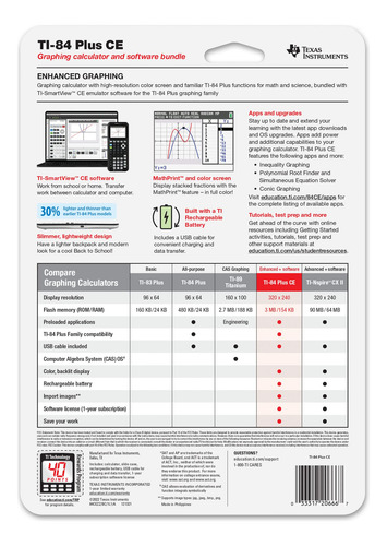 Calculadora Gráfica Texas Instruments Ti-84 Plus Ce Teal
