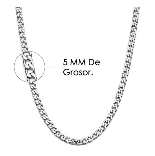Imagen 3 de 10 de Collar Hombre - Cadena Hombre - Collar Eslabón Cubano - Collar Acero Quirúrgico - Cadena Eslabon Cubano Acero 0.50 Cm