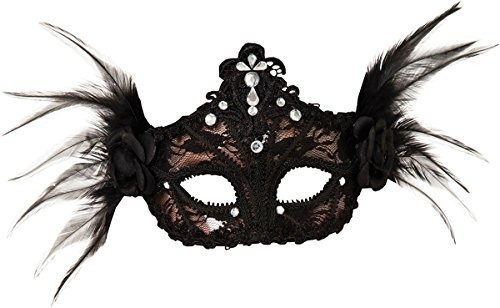 Ladies Fancy Masquerade Ball Dress Party Rose Jewelled Black