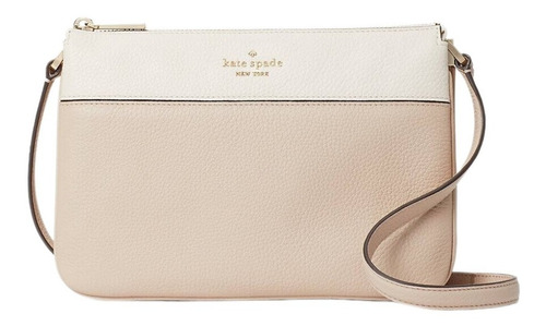 Bolsa Kate Spade Leila Colorblock Triple Gusset Original Acabado de los herrajes Dorado Color Beige Color de la correa de hombro Beige