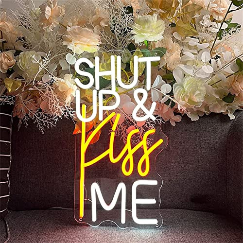 Letrero De Neón Led Shut Up Kiss Me, Decoración Artística De