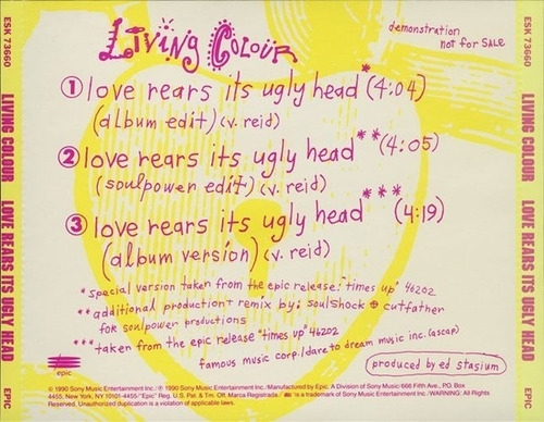 Cd Single Living Colour Love Rears Its Ugly Head Ed 1990 Eua