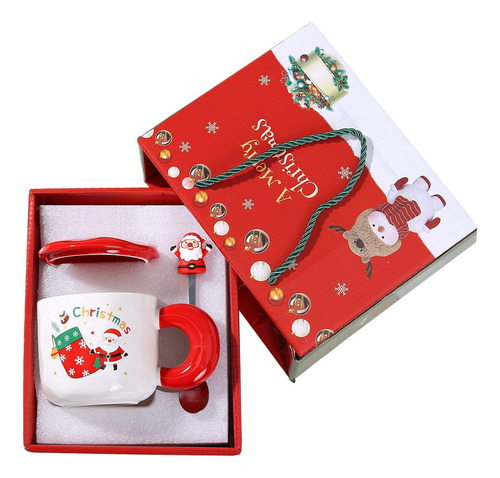 Juego De Tazas Navideñas Con Tapa Y Calcetines Rojos