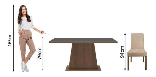 Juego de Comedor con Mesa y 6 Sillas Madesa Luciana Color Marrón/Negro/Imperial 05