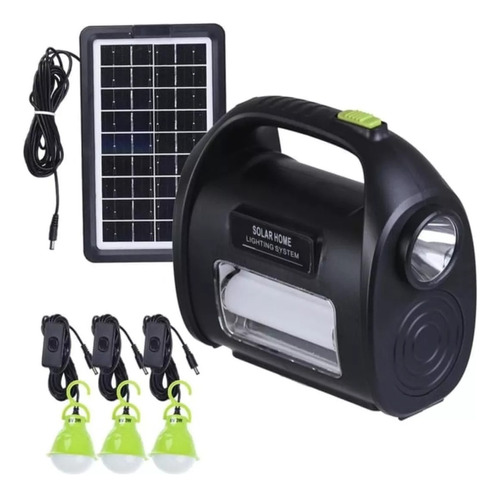 Kit Luces Panel Solar Con 3 Lamparas Led Linterna Camping 