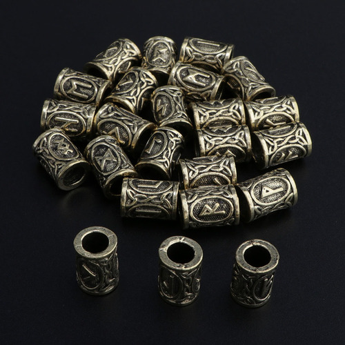 48x Cuentas De Runas Vikingas Barba Para El Cabello Pulseras