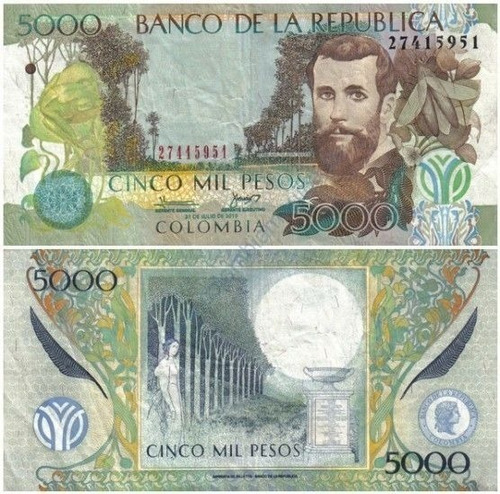 Billete De $5.000 Mil Pesos Colombianos