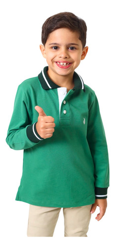Camisa Polo Ou Body Infantil Verde Bandeira Ml Premium