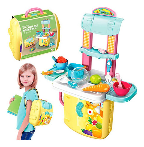 Set De Cocina Mini Chef Mochila De Cocinita Armable 30pcs