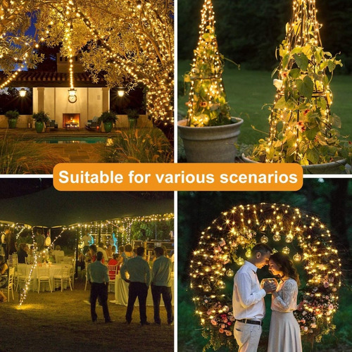Guirnalda De Luces Solares Exteriores Decoracion 10m 100 Led