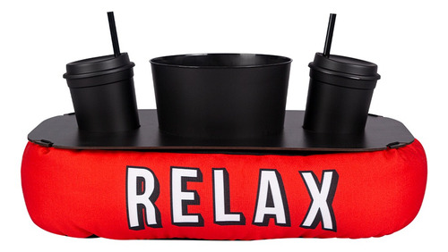 Imagem 1 de 4 de Kit Almofada Porta Pipoca Relax Com Balde E 2 Copos Canudo
