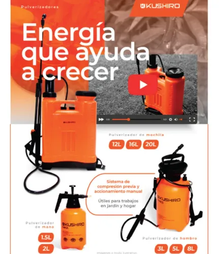 Pulverizador de agua con presion previa 2 L para fumigar plantas