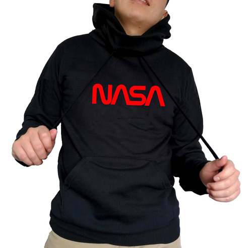 Sudadera Nasa Logo Hombre Envio Gratis Con Gorro Cuello Alto