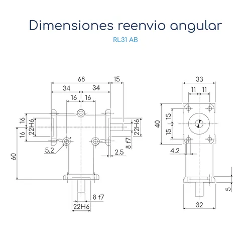 Caja Reenvío Transmision Angular Rl 31 Salida Simple L