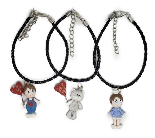 Recuerdo Comunion Niño 3 Pz Pulsera De Piel Y Dije +estuche2