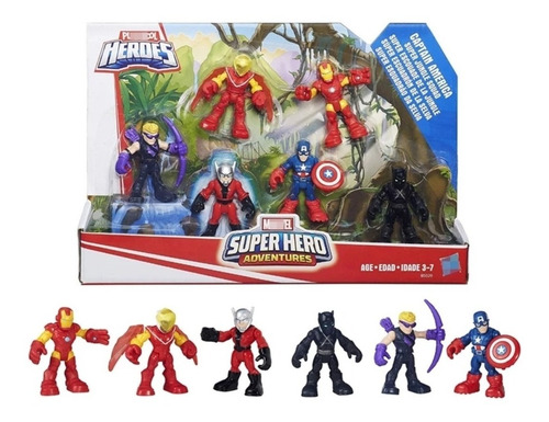 Miniatura Playskool Super Hero Gavião Pantera Negra Capitão