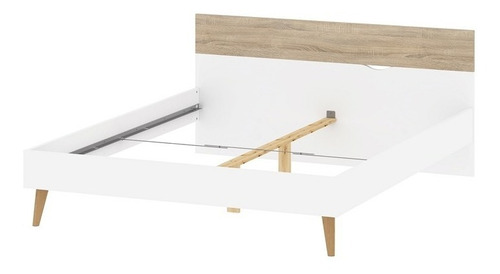 Imagen 4 de 6 de Cama Modelo Kiel - Roble Sonoma Y Blanco Këssa Muebles