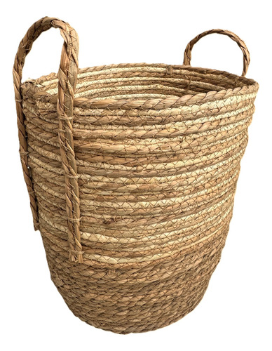 Canasto Redondo Decorativo Para Almacenamiento D Mimbre 25cm Natural Fibra