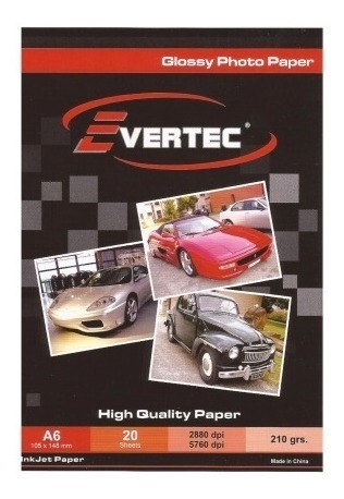 Evertec Papel Fotografico Glossy 180g 20 Hojas