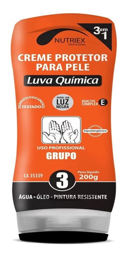 Creme Protetor Luva Química Grupo 3 200g Nutriex