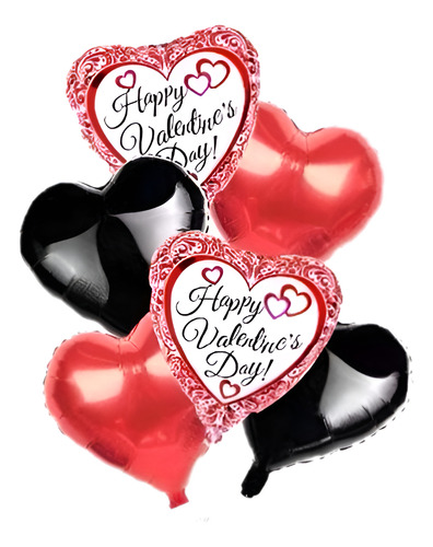 Kit De Globos Metálicos De Corazón Dia San Valentín #120 Negro