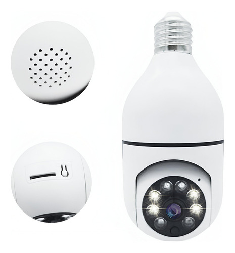 Cámara de Vigilancia Espía CLICKLIFE Bombilla Blanca HD Wi-Fi con Visión Nocturna, Sensor de Movimiento y Alerta al Móvil, Interior, Corriente Eléctrica.