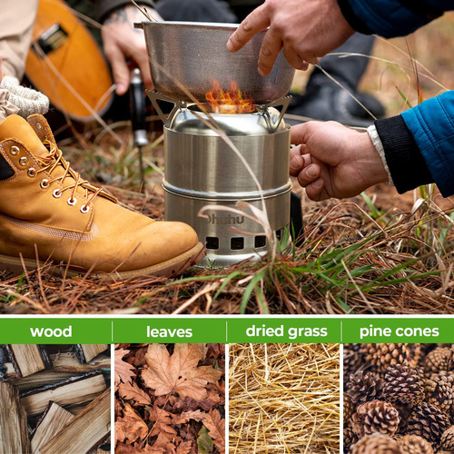 Estufa De Camping De Acero Inoxidable, Estufa De Mochil...