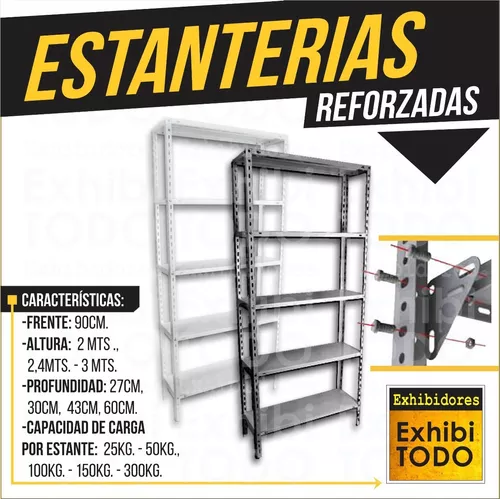 Estanterias Metalicas 60x90x200 Con 5 Estantes Para 80kg