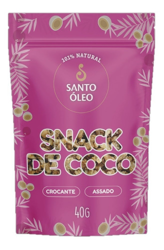 Snack De Coco Natural Crocante Assado Pacote 40g Santo Óleo