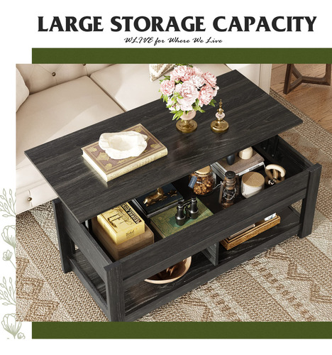 Mesa Auxiliar Elevable 47 Pulgadas Con Compartimento Oculto
