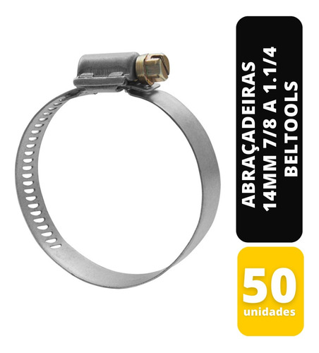 Kit C/50 Abraçadeiras Rosca S/fim 14mm 7/8 A 1.1/4 Beltools