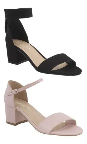 Zapatilla Dama Negra Y Rosa Kit 2 Pares Tacon Moda Comoda Ms