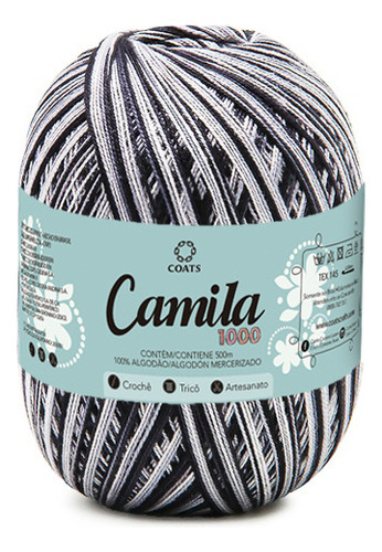 Linha Camila 1000 Mesclada 150g Tex 145 Crochê Várias Cores Cor 05400 - Preto/cinza