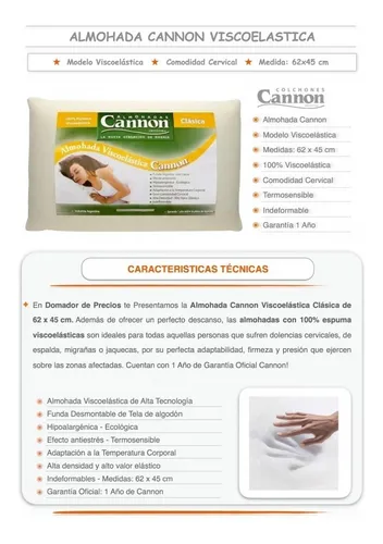 Almohada Cannon Viscoelastica Clasica 62x45 Premium