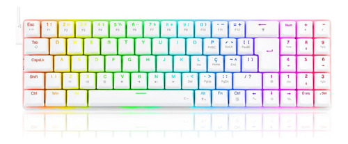 Teclado Mecânico Gamer Ashe Rgb Branco Switch Marrom K626-kb Lunar White Português Abnt2