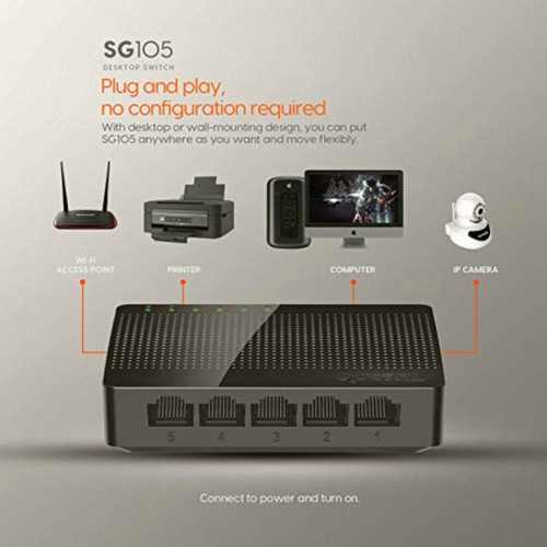 Tenda Sg105 Switch Gigabit De 5 Puertos De 10/100/1000 Mbps