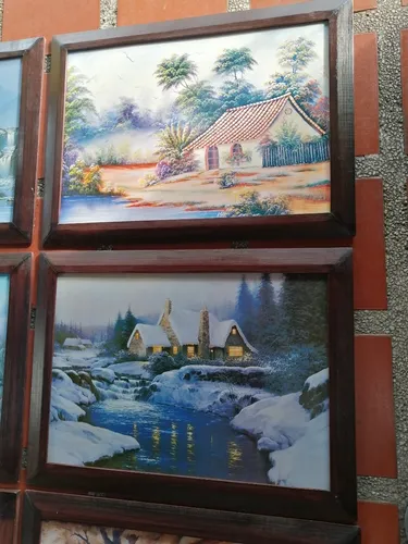Cuadro Impreso Litografía Tema Paisajes Variado (Usado)