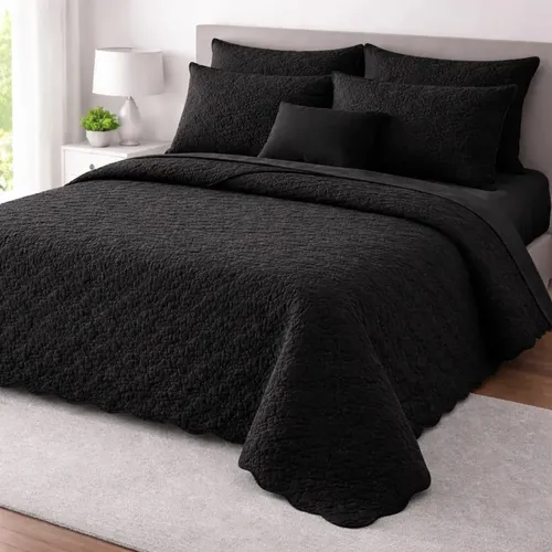 Cobre Leito Queen Matelado Dupla Face Leve Confortável Macio Preto Matelado