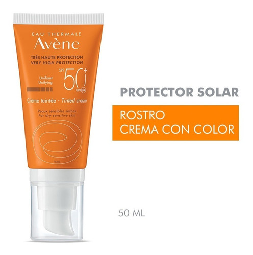 Avene Protector Solar Fps50 Crema Facial Con Color Pieles Secas Sensibles