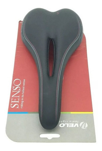 Imagem 6 de 9 de Selim Speed Velo Senso Miles Vazado 270x130mm Bike - Preto