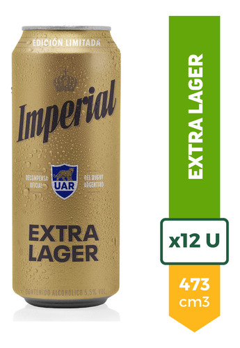 Cerveza Imperial Extra Lager Lata 473ml Pack X12 La Barra