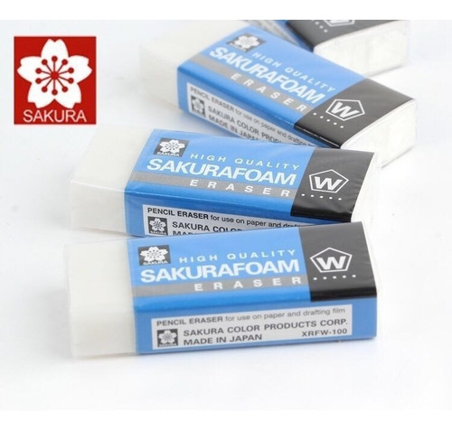 Borracha Para Desenho Foam Sakura C/ 3 Unidades Xrfw-100
