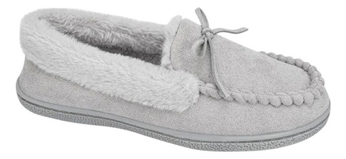 Pantuflas De Mujer Tipo Zapato Gris Afelpadas Por Dentro