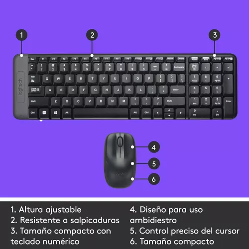 Kit Teclado Y Mouse Inalambrico Mk220 Logitech Color del mouse Negro Color  del teclado Negro