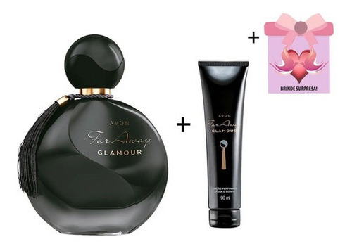 Far Away Glamour Deo Parfum Avon + Loção + Brinde