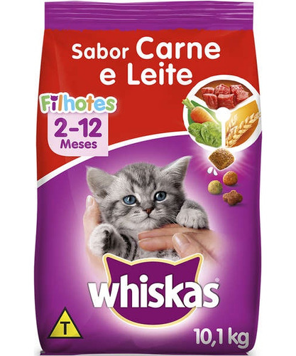 Ração Whiskas Carne E Leite Para Gatos Filhotes 10.1 Kg